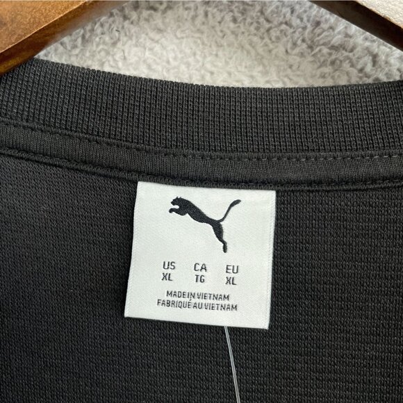 NEW Puma Men's XL Textured Crewneck Sweatshirt Black Cotton Blend - Picture 6 of 11